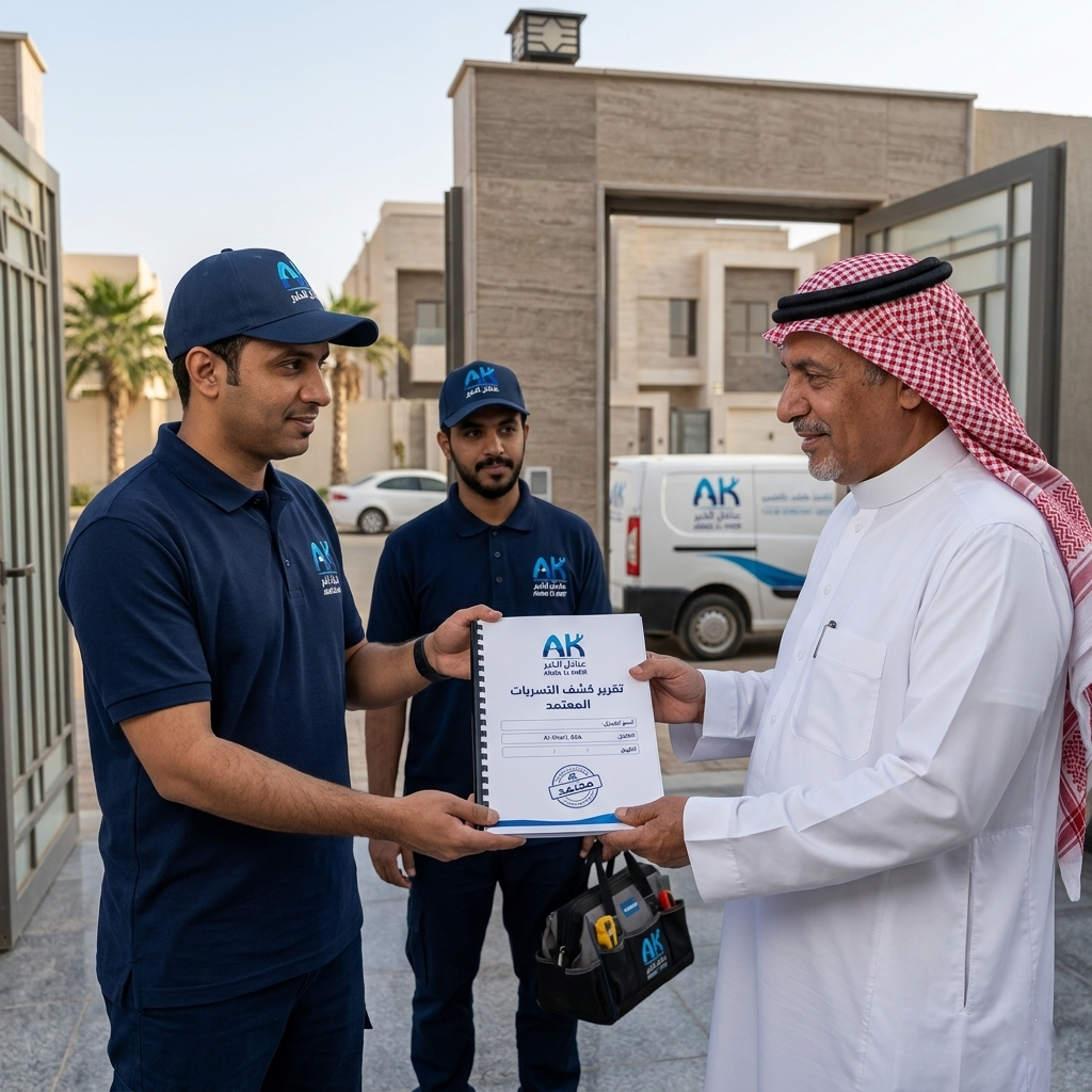 كشف تسربات المياه بالخرج — تقرير معتمد | عنادل الخير