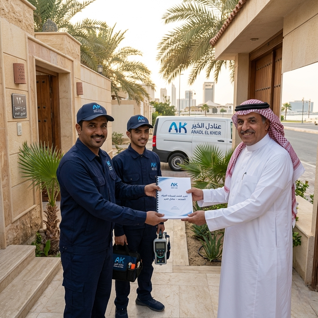 كشف تسربات المياه بالدمام — تقرير معتمد  عنادل الخير