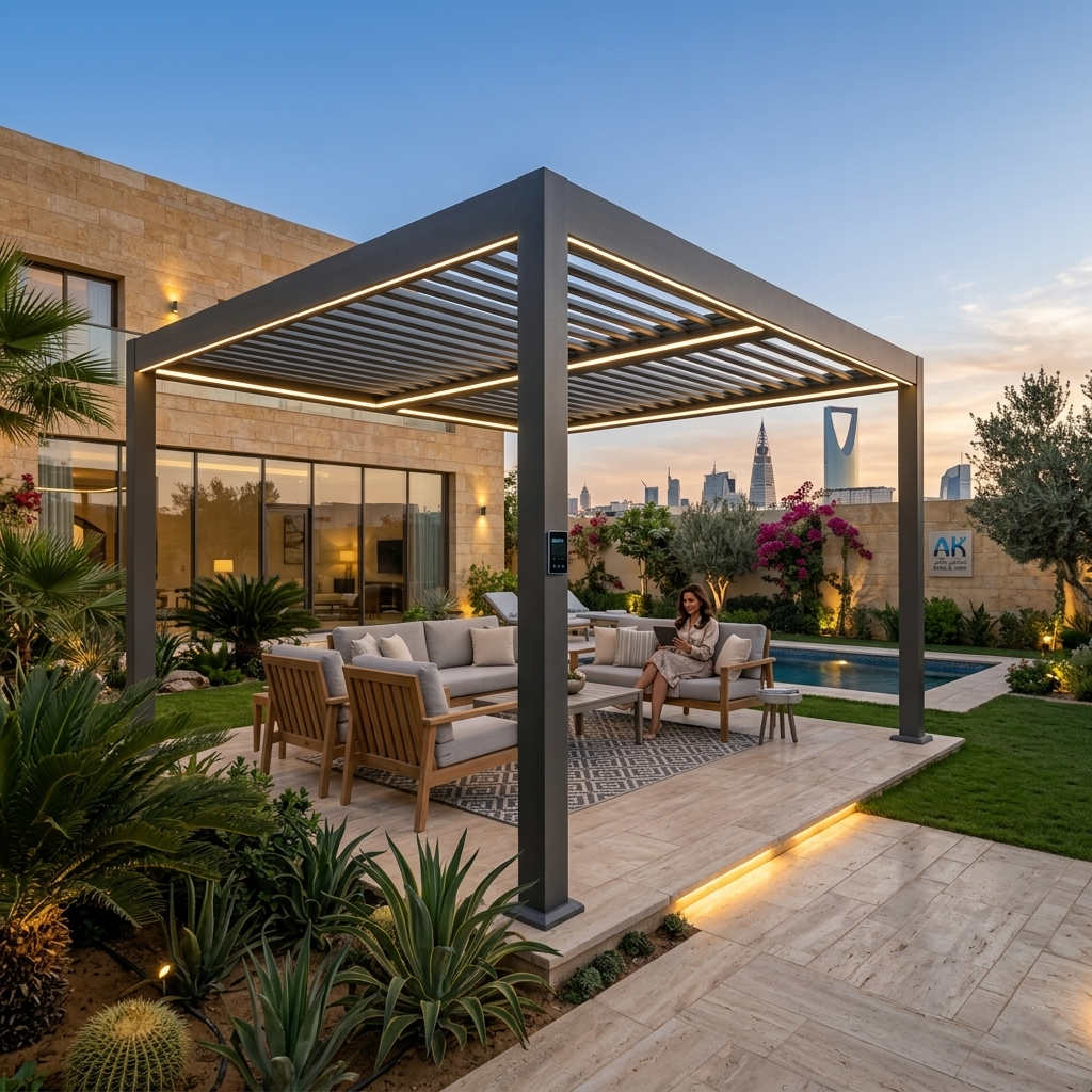 تركيب برجولات ومظلات ذكية بالرياض — لاندسكيب فلل وقصور