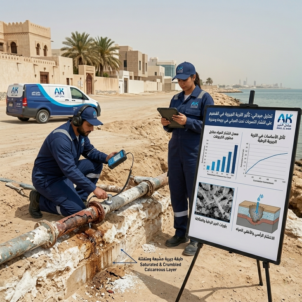 تسربات المياه والتربة الجيرية في القصيم — عنادل الخير