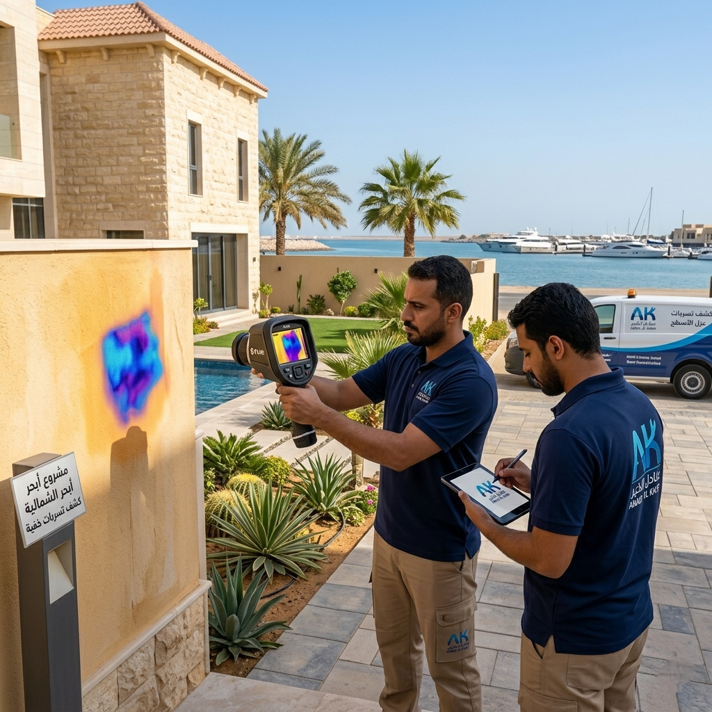 كشف تسربات المياه بجدة — عنادل الخير الكاميرا الحرارية